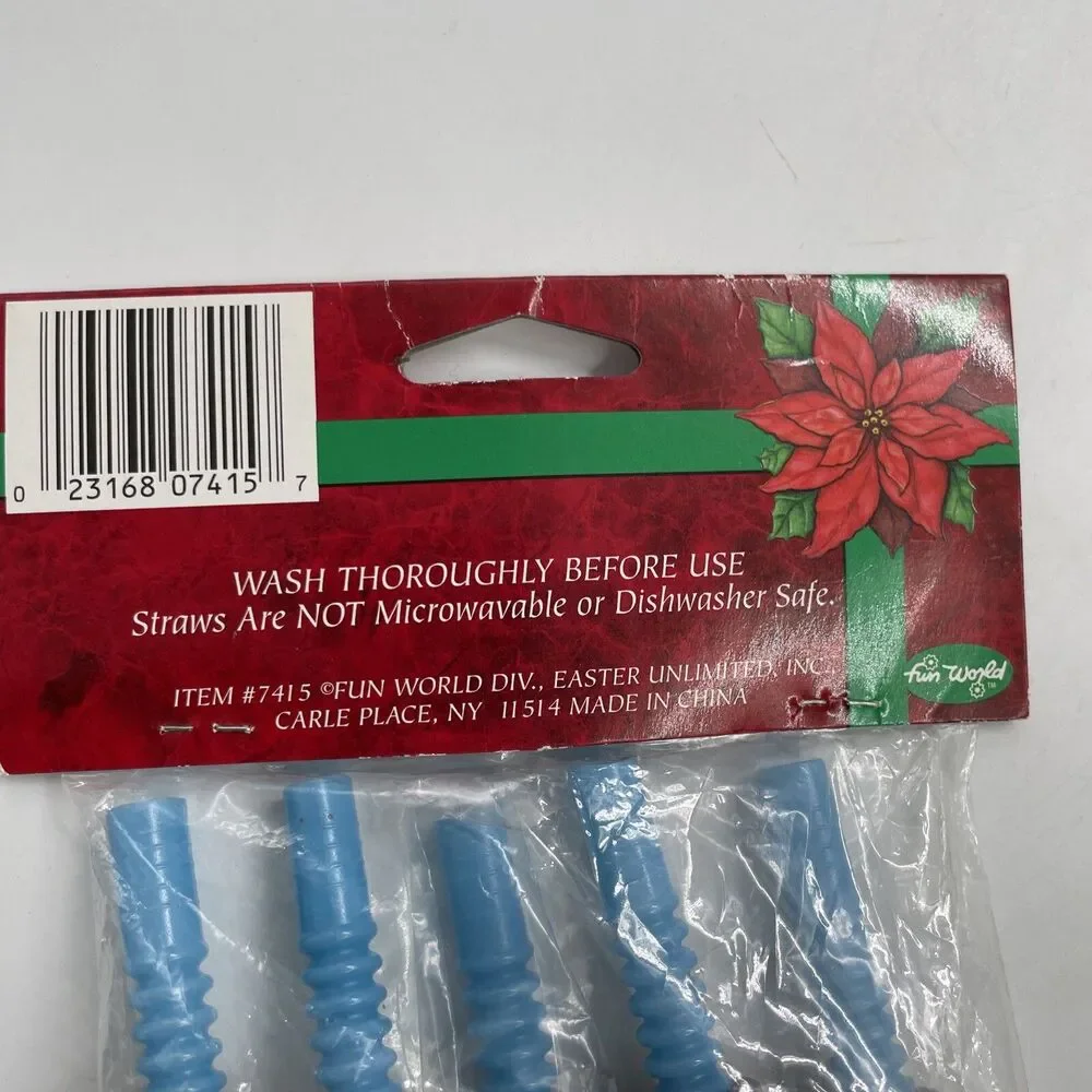 Vintage Frosty Fun Straws Christmas Straws Sealed Santa Snowman 2 Packs 10 NOS